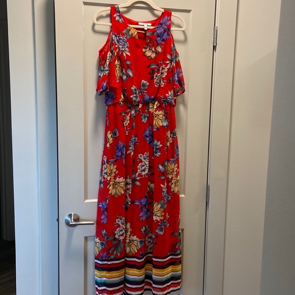 NWOT Tacera Derek Lam 10 Crosby Floral Stripe Cold Shoulder Maxi dress sz 4 EUC - Picture 3 of 16